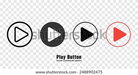 Play button icons. Icon play video set. Circle click start media, music, audio, Multimedia interface elements.
Vector Illustration Concept.