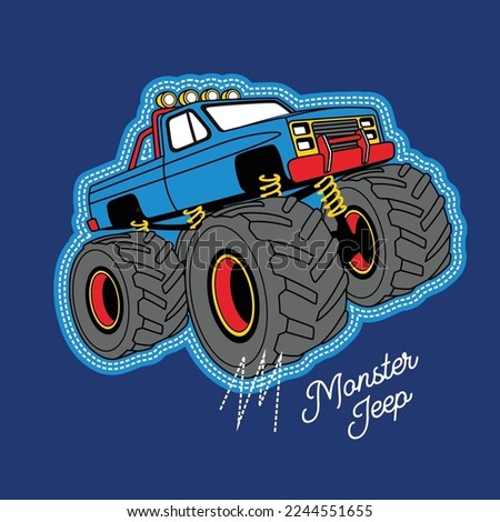 Cartoon Monster Truck style. Extreme Sports