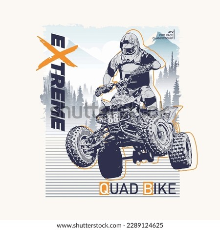 jump ride on atv quad bike, sport extreme adventure, vector illustration