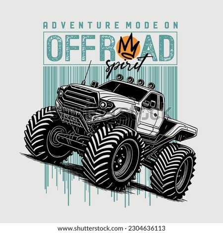 Off Road powerful monster truck, vector design illustration