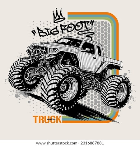 Monster Truck extreme collection, vector illustration