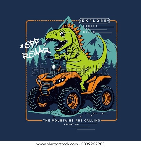 Dino Quad ATV Extreme sports racing, vector illustration