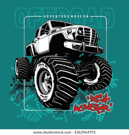 Real monster off-road truck car, vector illustration