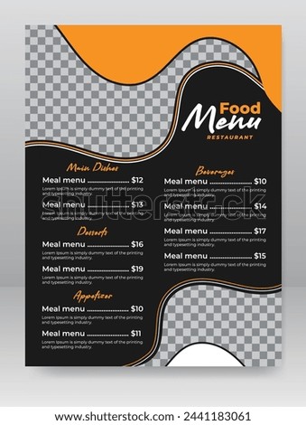 Modern Food menu and restaurant flyer Design template