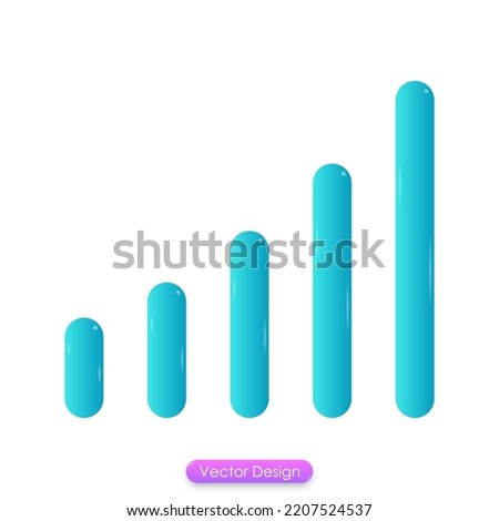 3d vector phone signal for the website browser concept. 3d icon signal bar glossy shade style for mobile app. 3d vector illustration.
