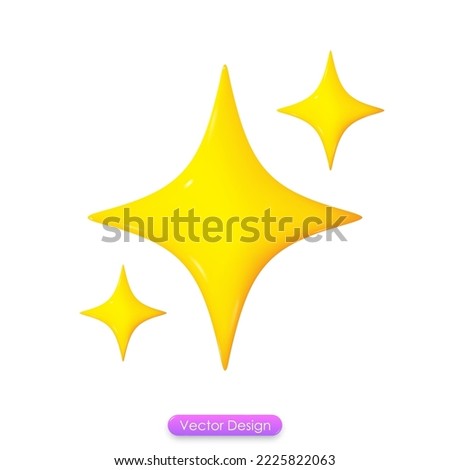 3d icon shining stars isolated on white background. 3d sar for the website browser template concept. 3d Vector illustration.