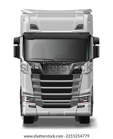 Front view truck diesel drive large luxury modern template element sign haul art design vector design isolated silver realistic 3d illustration white background