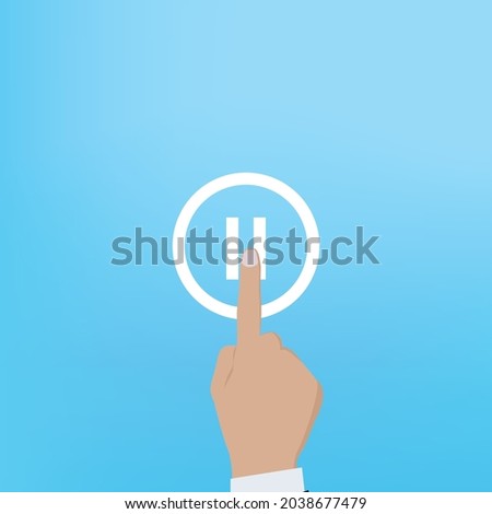 Businessman pointing pause, corporate growth plan or business development to success and growing growth concept. Represented by a pause sign with copy space.