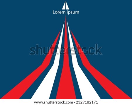 paper airplane background with red and white lines on blue background