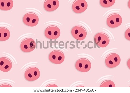 victor illustration of cute pig nose seamless background