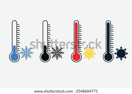 hot and cold weather thermometer symbol icon in flat vector