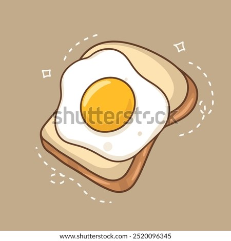  Illustration of a fried egg on toast. Vector illustration in cartoon style.