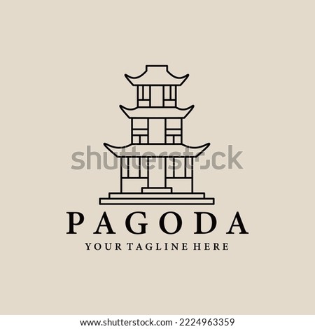 Pagoda line art logo, icon and symbol, vector illustration design