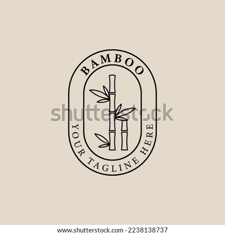 Bamboo line art logo, icon and symbol, with emblem vector illustration design