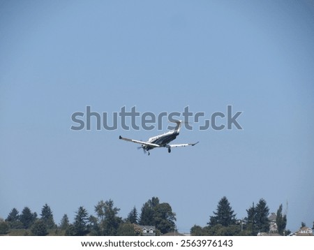 Similar – Image, Stock Photo Flight over a small winding river