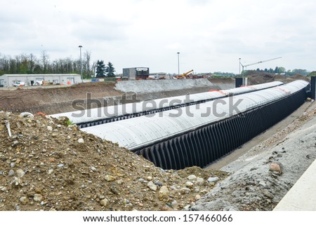 FAGNANO OLONA, ITALY - APRIL 22: Construction of tunnel \