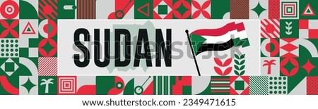 South sudan national day banner with map, flag colors theme background and geometric abstract retro modern black yellow red design. abstract modern design.