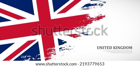 National flag of United Kingdom with textured brush flag. Artistic hand drawn brush flag banner background