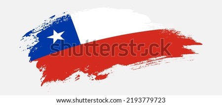 National flag of Chile with curve stain brush stroke effect on white background