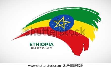 Hand drawing brush stroke flag of Ethiopia with painting effect vector illustration