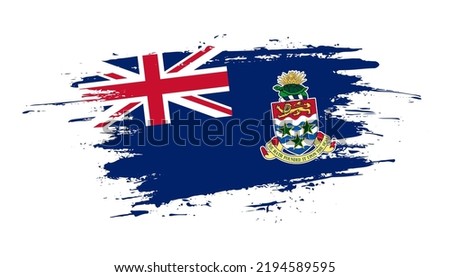 Hand drawn brush stroke flag of Cayman Islands. Creative national day hand painted brush illustration on white background