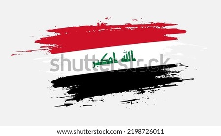 Hand drawn brush stroke flag of Iraq. Creative national day hand painted brush illustration on white background