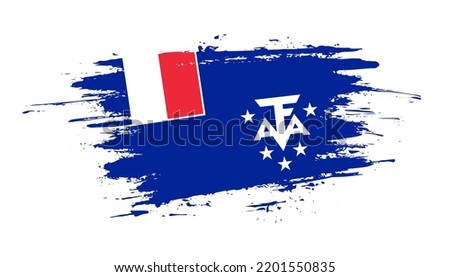 Hand drawn brush stroke flag of French Southern and Antarctic Lands. Creative national day hand painted brush illustration on white background