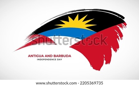 Hand drawing brush stroke flag of Antigua and Barbuda with painting effect vector illustration