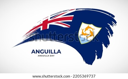 Hand drawing brush stroke flag of Anguilla with painting effect vector illustration