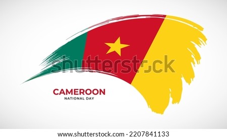 Hand drawing brush stroke flag of Cameroon with painting effect vector illustration