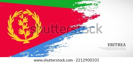 National flag of Eritrea with textured brush flag. Artistic hand drawn brush flag banner background