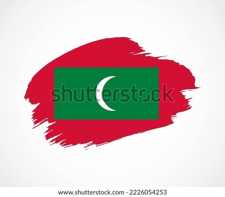 Abstract creative painted grunge brush flag of Maldives country with background