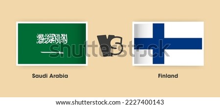 Saudi Arabia vs Finland flags placed side by side. Creative stylish national flags of Saudi Arabia vs Finland with background