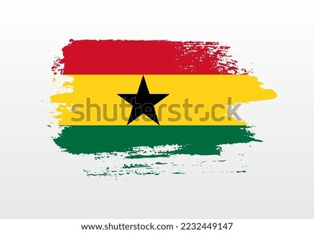 Modern style brush painted splash flag of Ghana with solid background