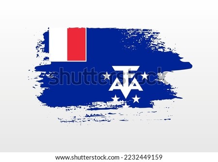 Modern style brush painted splash flag of French Southern and Antarctic Lands with solid background