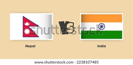 Nepal vs India flags placed side by side. Creative stylish national flags of Nepal vs India with background