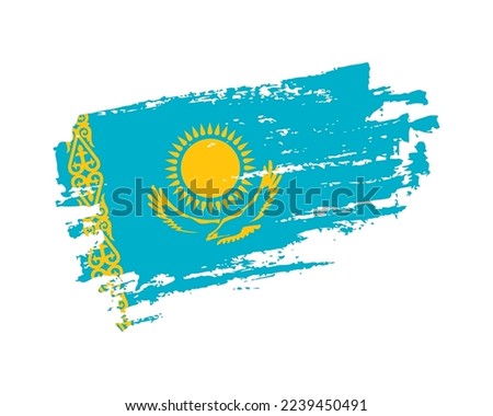 Hand painted Kazakhstan grunge brush style flag on solid background