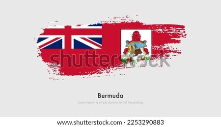 Brush painted grunge flag of Bermuda. Abstract dry brush flag on isolated background