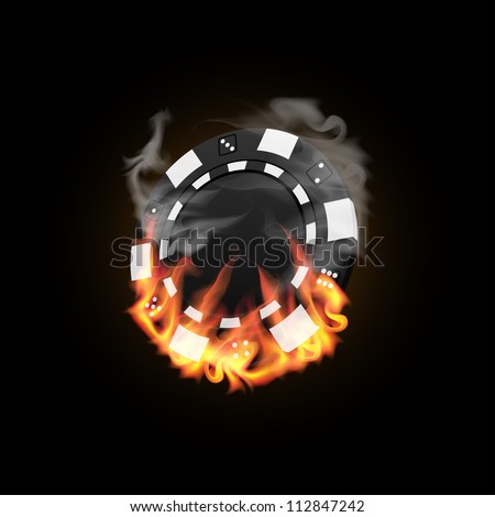Casino Chip in Fire vector illustration