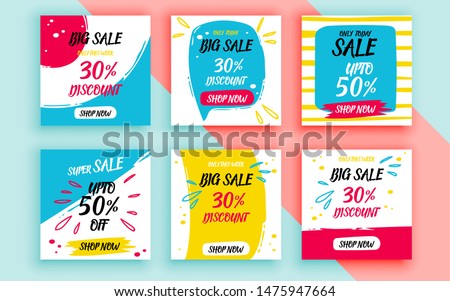 Set of sale banner template design. Vector illustration.