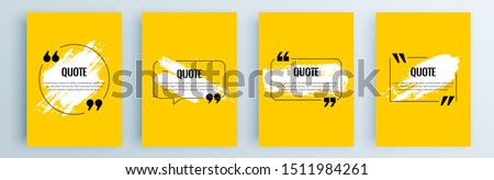 Quote frames blank templates set. Text in brackets, citation empty speech bubbles, quote bubbles. Textbox isolated on color background. Vector illustration.