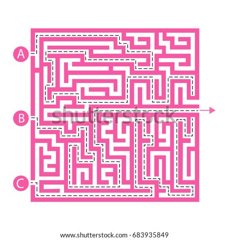 Labyrinth shape design element. Three entrance, one exit and one right way to go. But many paths to deadlock.