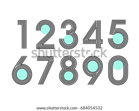 (Element) set of ten numbers form zero to nine, number flat design