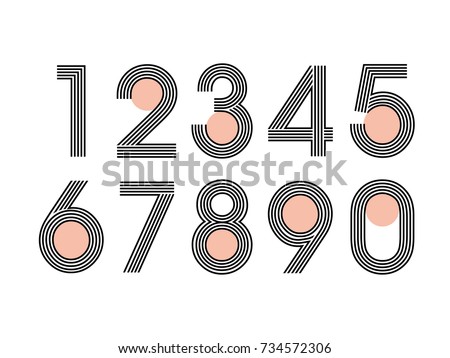 (Element) set of ten numbers form zero to nine, number flat design