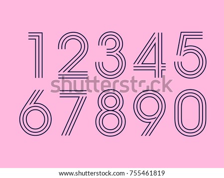 Set of ten numbers form zero to nine, number design elements