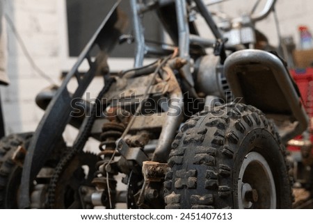 Image, Stock Photo Mechanic putting on protective mask in workshop
