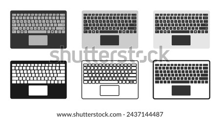 laptop keyboard or computer keyboard vector set. flat design vector illustration isolated on white background.