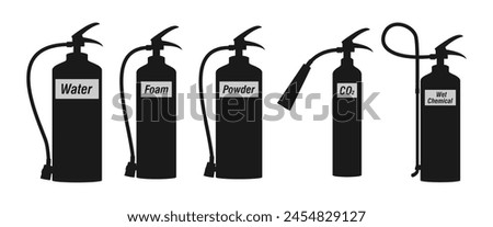 fire extinguisher icon set. vector illustration isolated on white background.