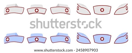 nurse cap vector set. vector illustration isolated on white background.	