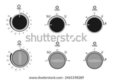 round circle analog button for microwave oven. vector illustration isolated on white background.